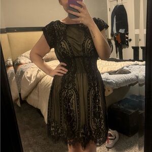 APRICOT Black Lace Mini Dress